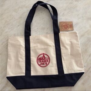 Trader Joe's reusable canvas tote bag - navy blue